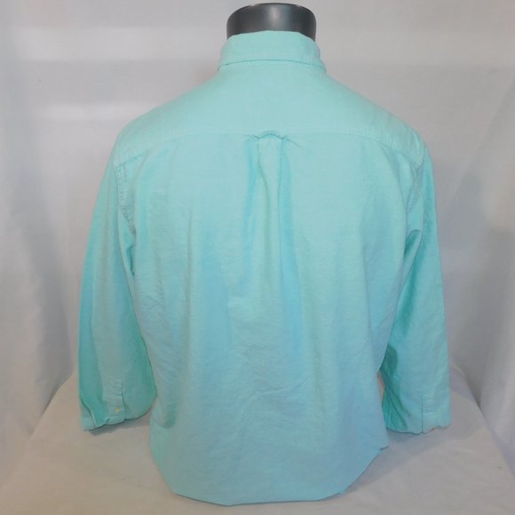 CHAPS Mens M Seafoam Aqua Long Sleeve Button Down Shirt 100% Cotton - Picture 7 of 10